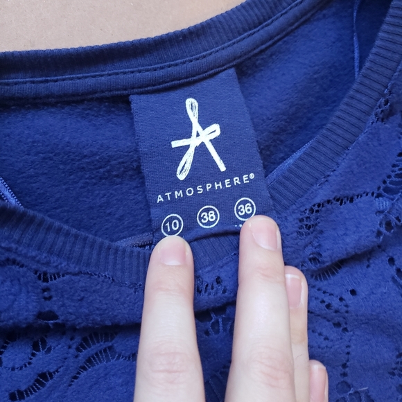 Atmosphere Blue Lace Front Sweater Size 10 - Picture 2 of 6